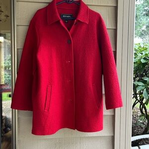 Bernardo Essentials Women's Bold Red Wool. Pea Coat. Sz L